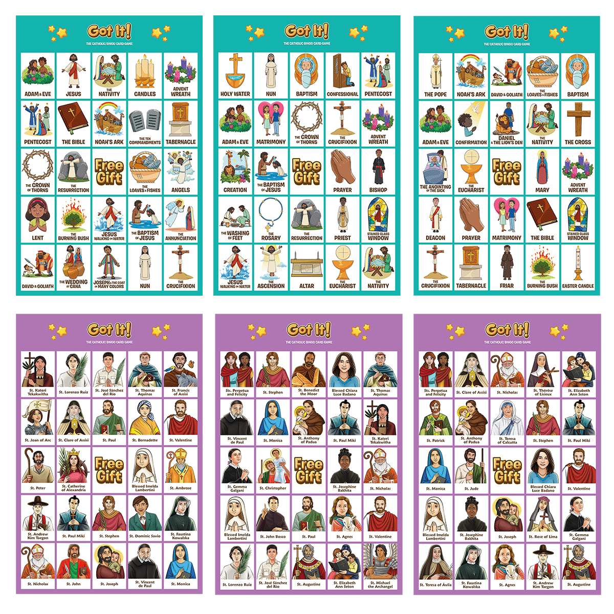 sample cards for church bingo and saint bingo