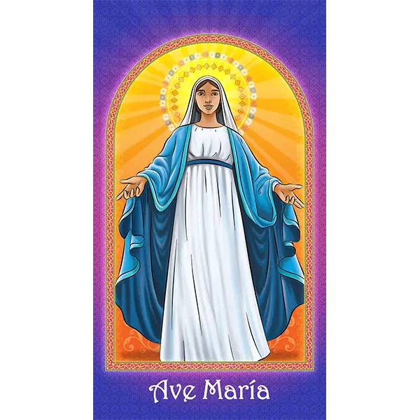 Hail Mary prayer card Spanish Ave Maria Tarjeta de oracion