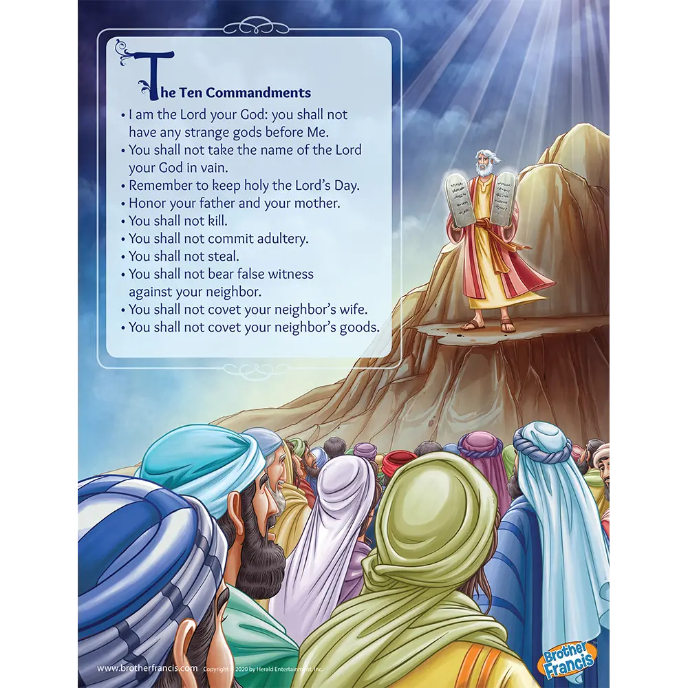 Picture of Moses delivering 10 Commandments