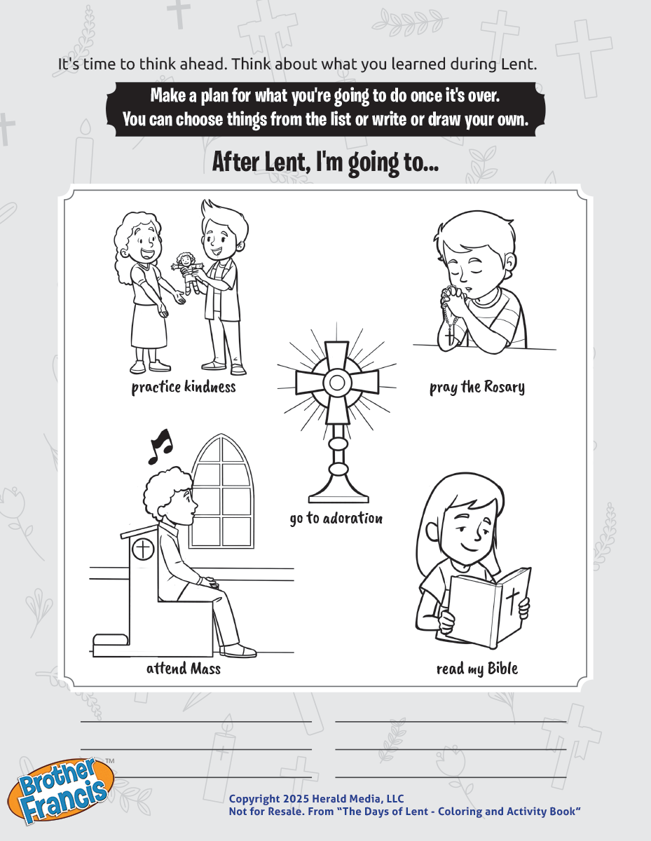 Download and Print - Lent Coloring Page: After Lent Worksheet