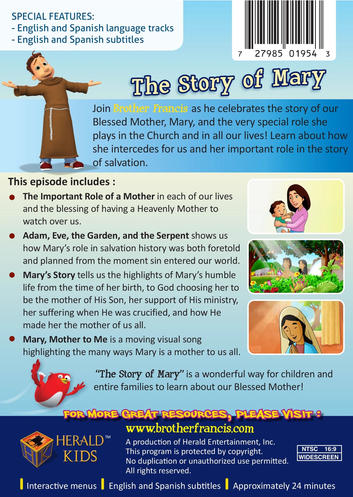 Brother Francis episode 21 DVD The Story of Mary Back Cover