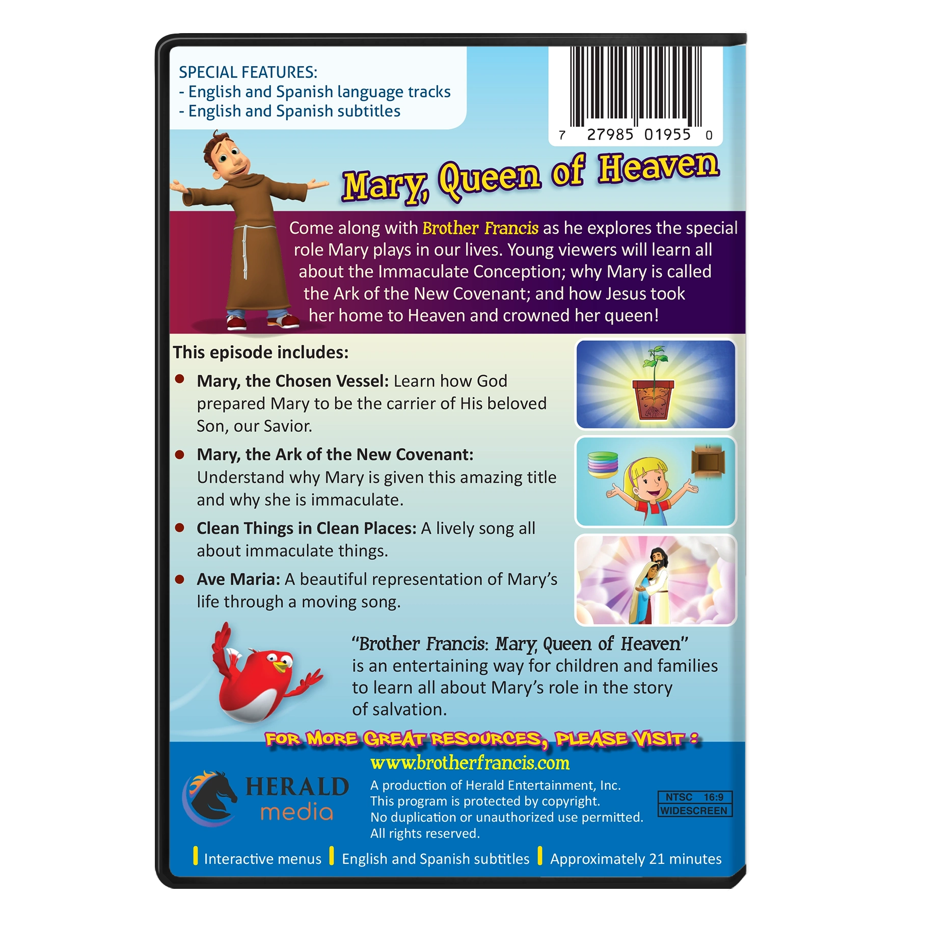 Brother Francis Episode 22 Mary Queen of Heaven DVD back cover