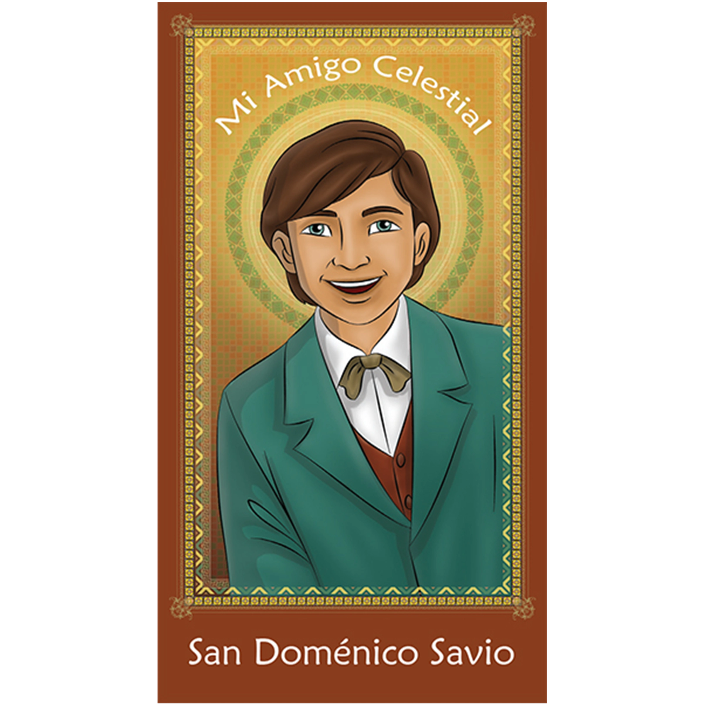 San Domenico Savio Tarjeta de oración, Saint Dominic Savio holy card in Spanish