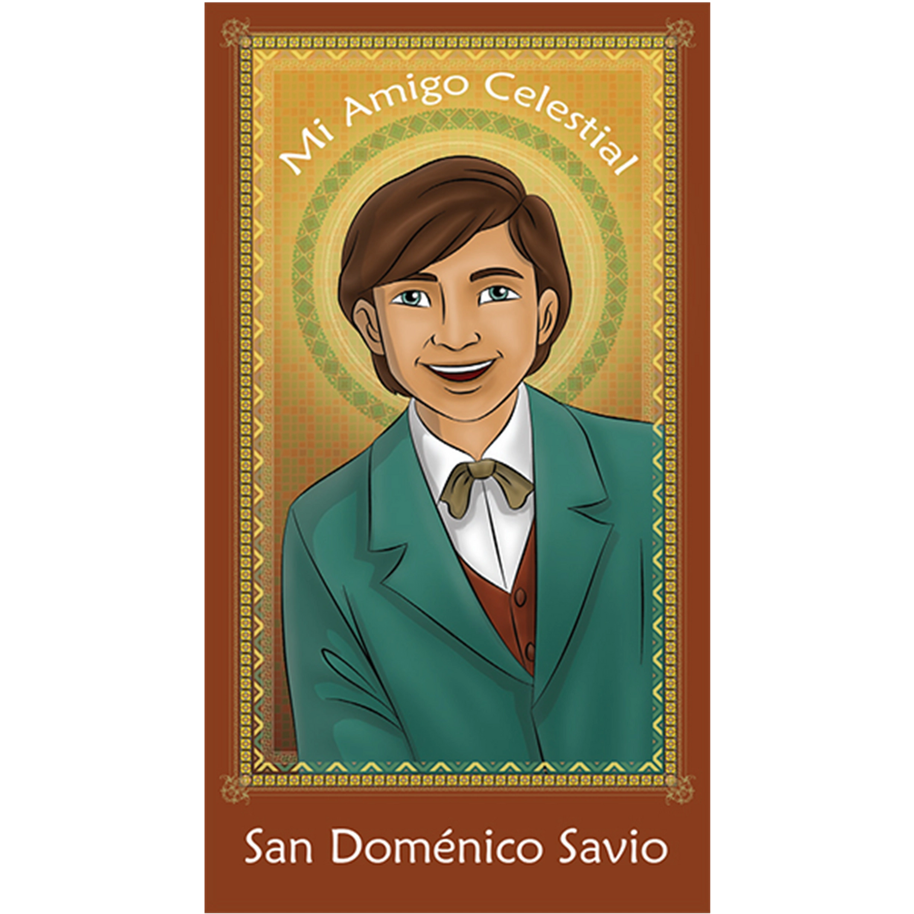 San Domenico Savio Tarjeta de oración, Saint Dominic Savio holy card in Spanish