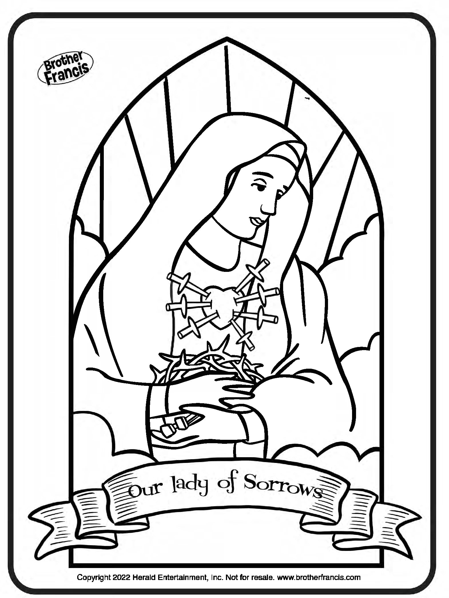 Our Lady of Sorrows Coloring Page – Serene Art for Devotion and Relaxation