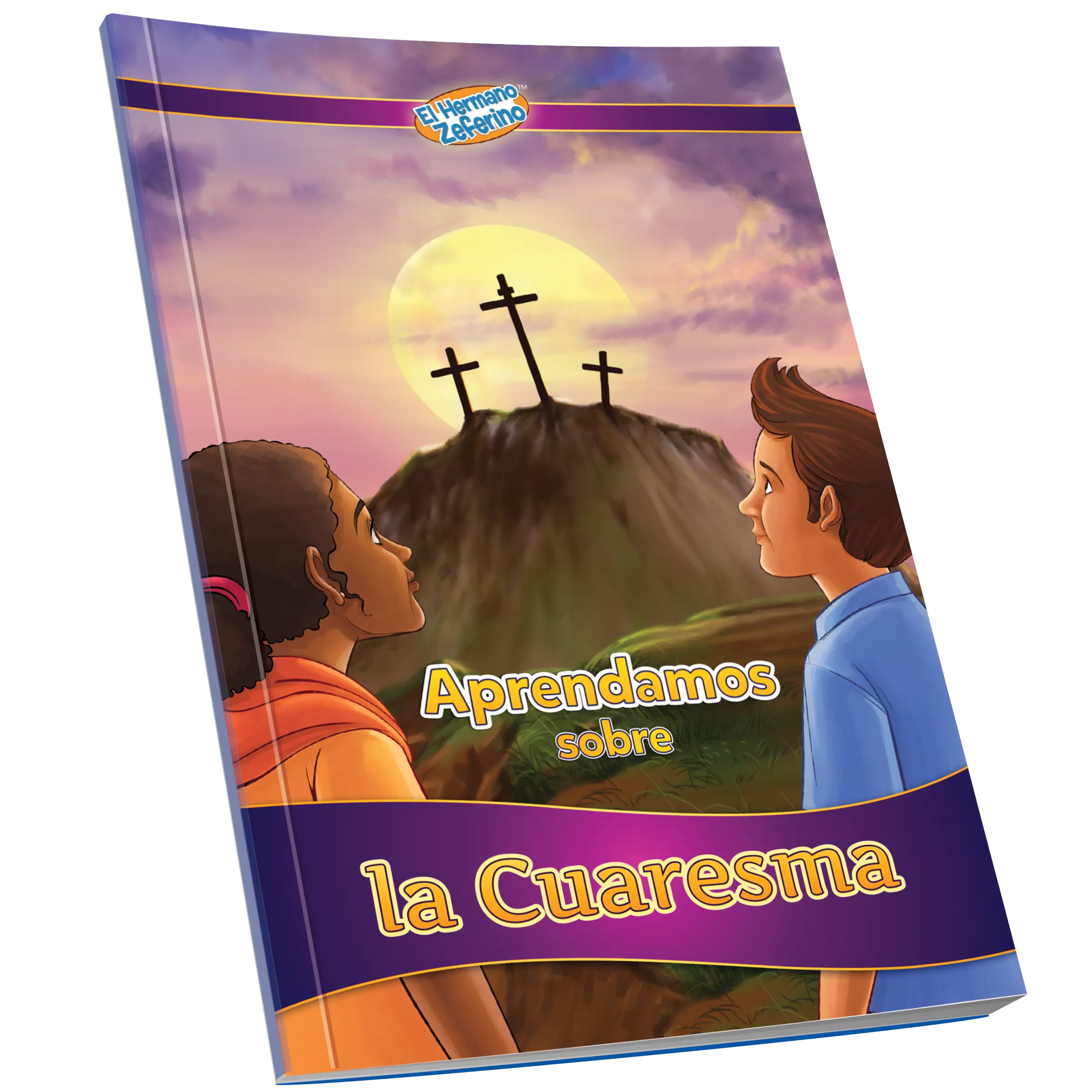 niños rezando en la cruz
