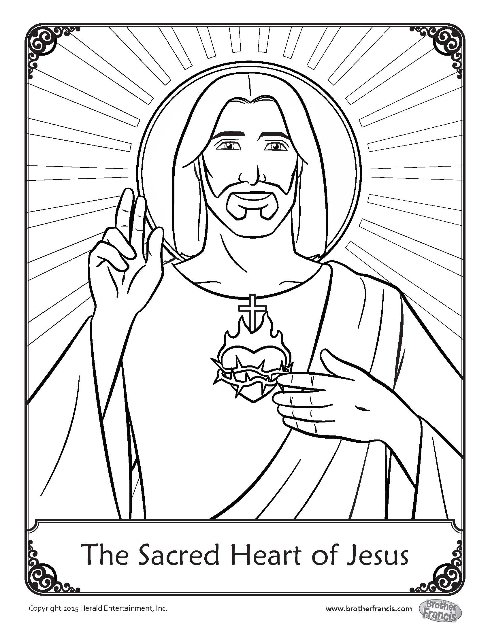 Download and Print - Sacred Heart of Jesus Coloring Page