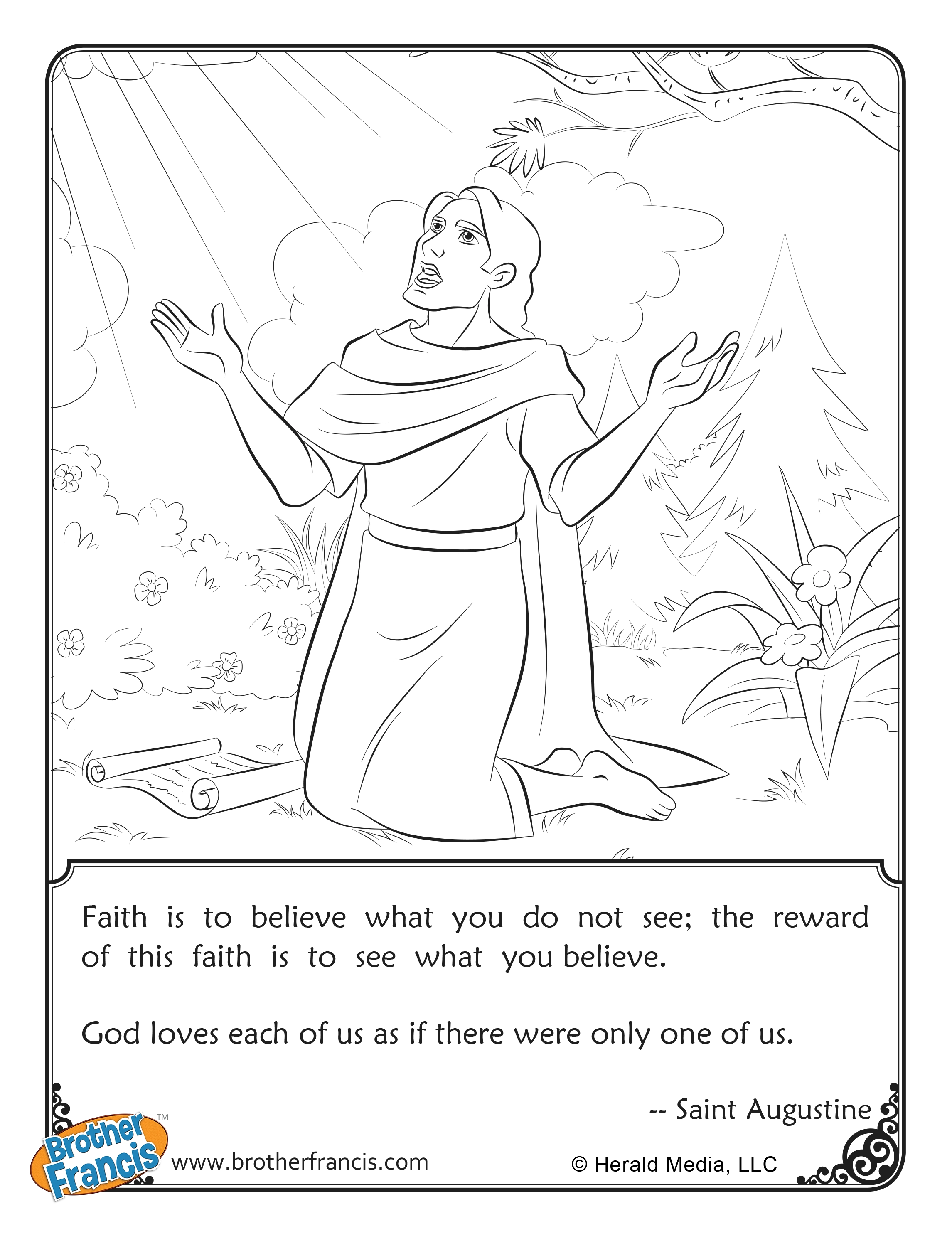 Coloring page Saint Augustine praying