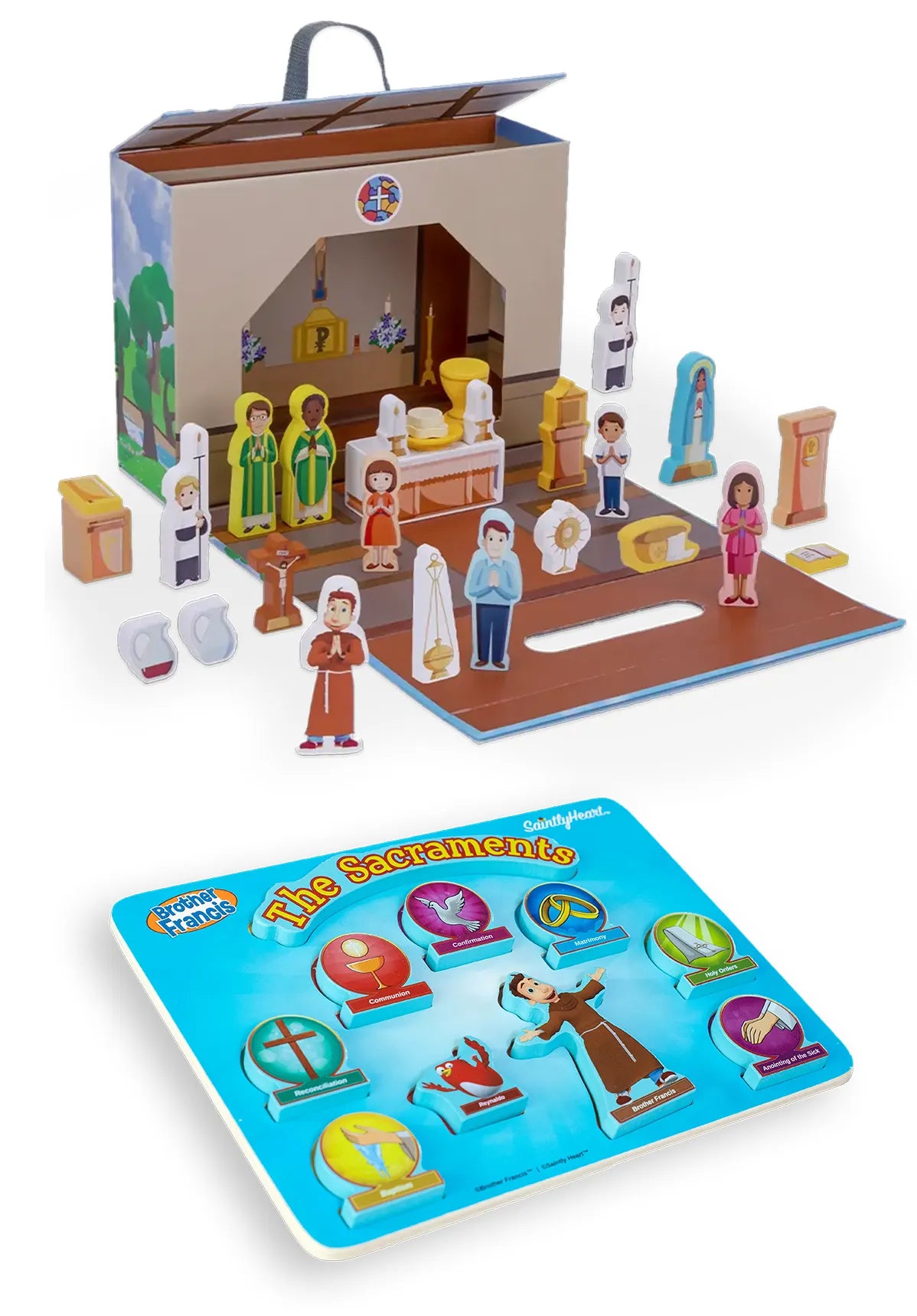 Church Playset and Sacraments Puzzle Toy Bundle