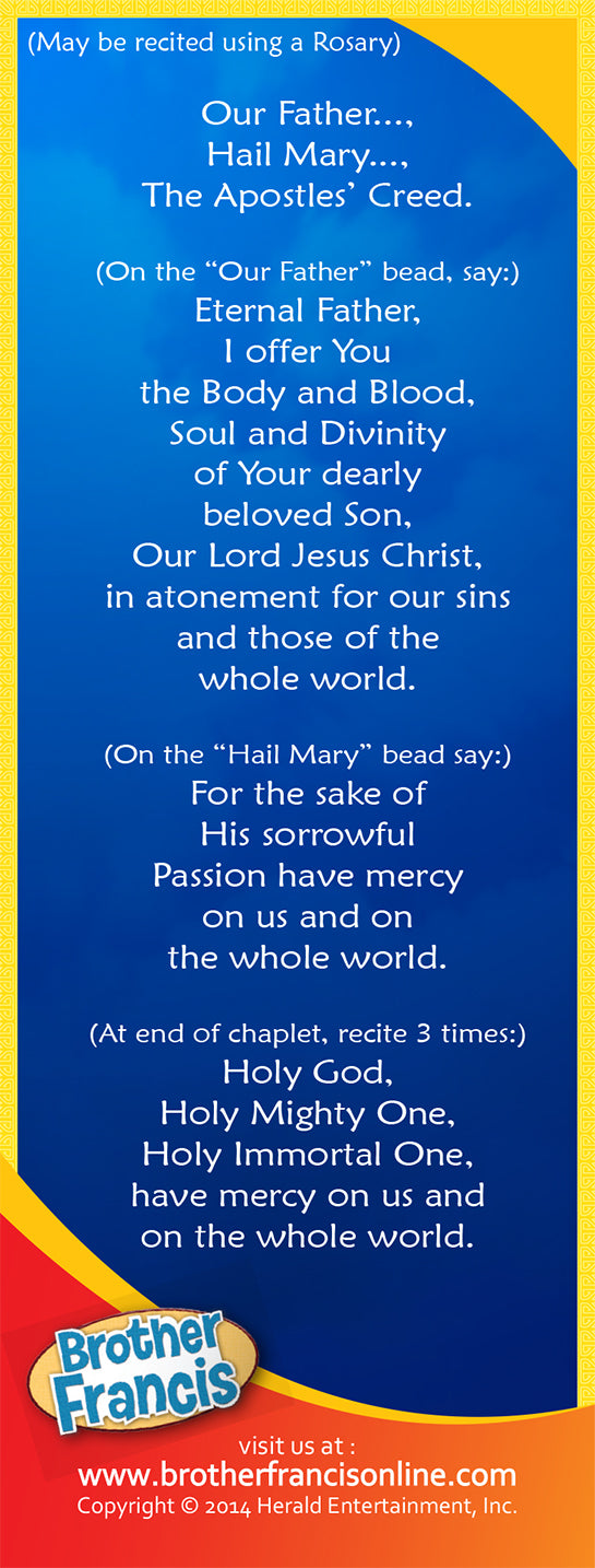Bookmark - Divine Mercy Chaplet by Brother Francis - back
